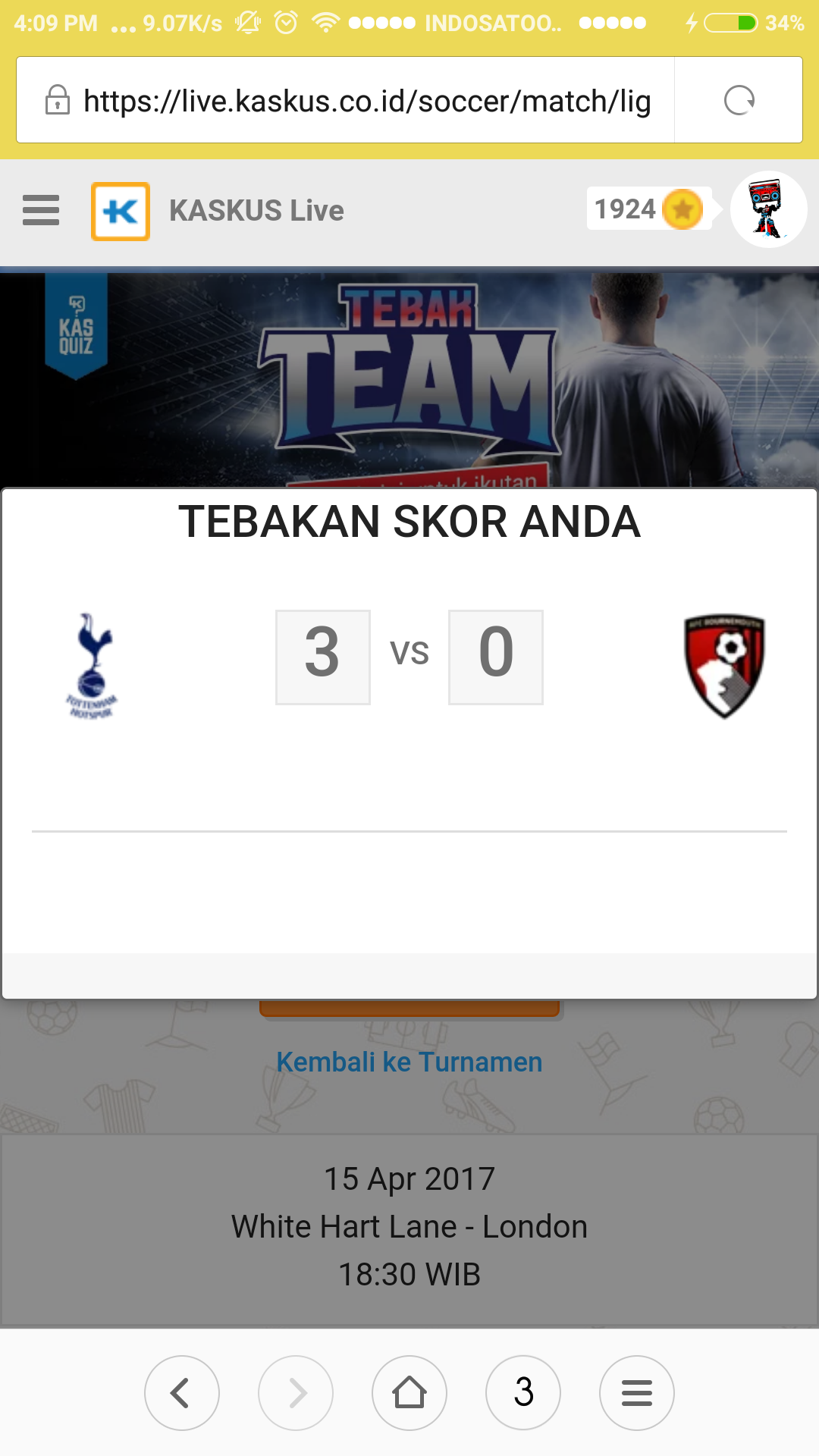 Screenshoot Ikutan Tebak Skor Liga Inggris