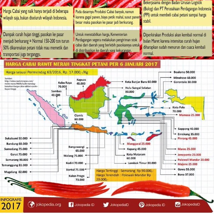 Infografis terkait harga cabai di seluruh Indonesia dari 