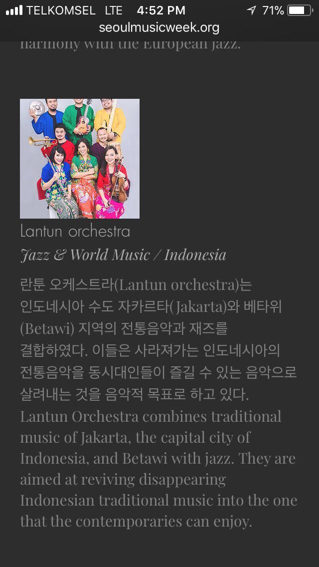 LANTUN ORCHESTRA TAMPIL DI NATIONAL MUSEUM OF KOREA &amp; SEOUL MUSIC WEEK 2018