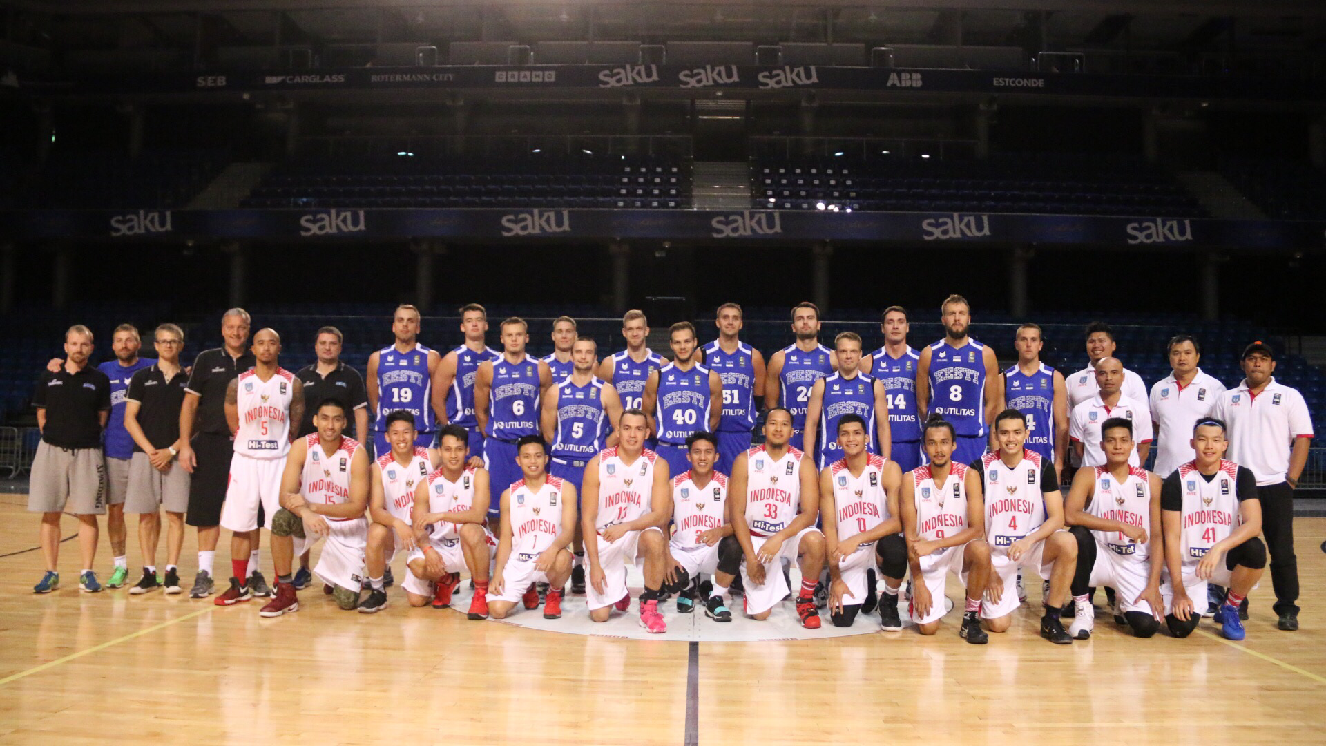 Timnas Basket Indonesia bertandang ke Estonia. Skor 92-52