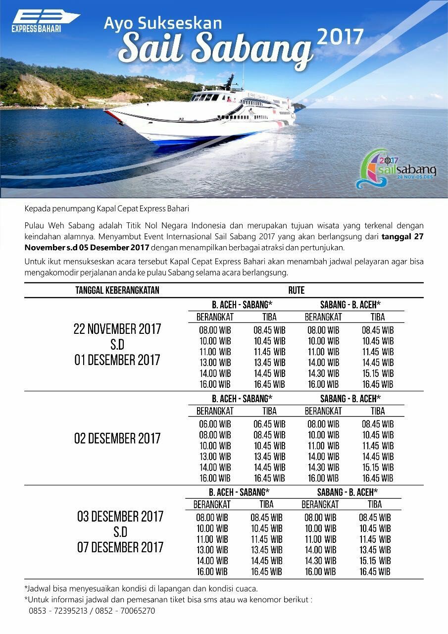 Jadwal Kapal Cepat mendukung Sail Sabang 2017