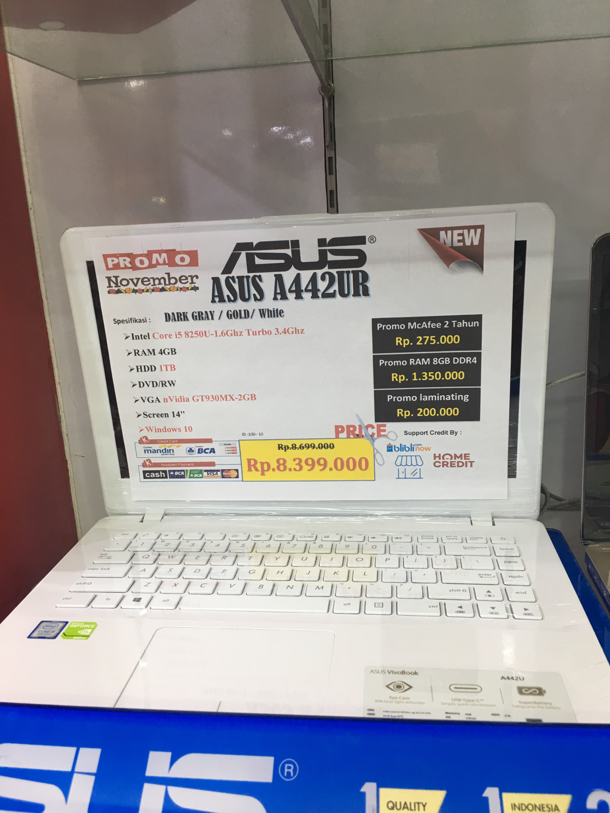 Asus A442UR Kredit Bunga Bisa 0% Tanpa Kartu Kredit