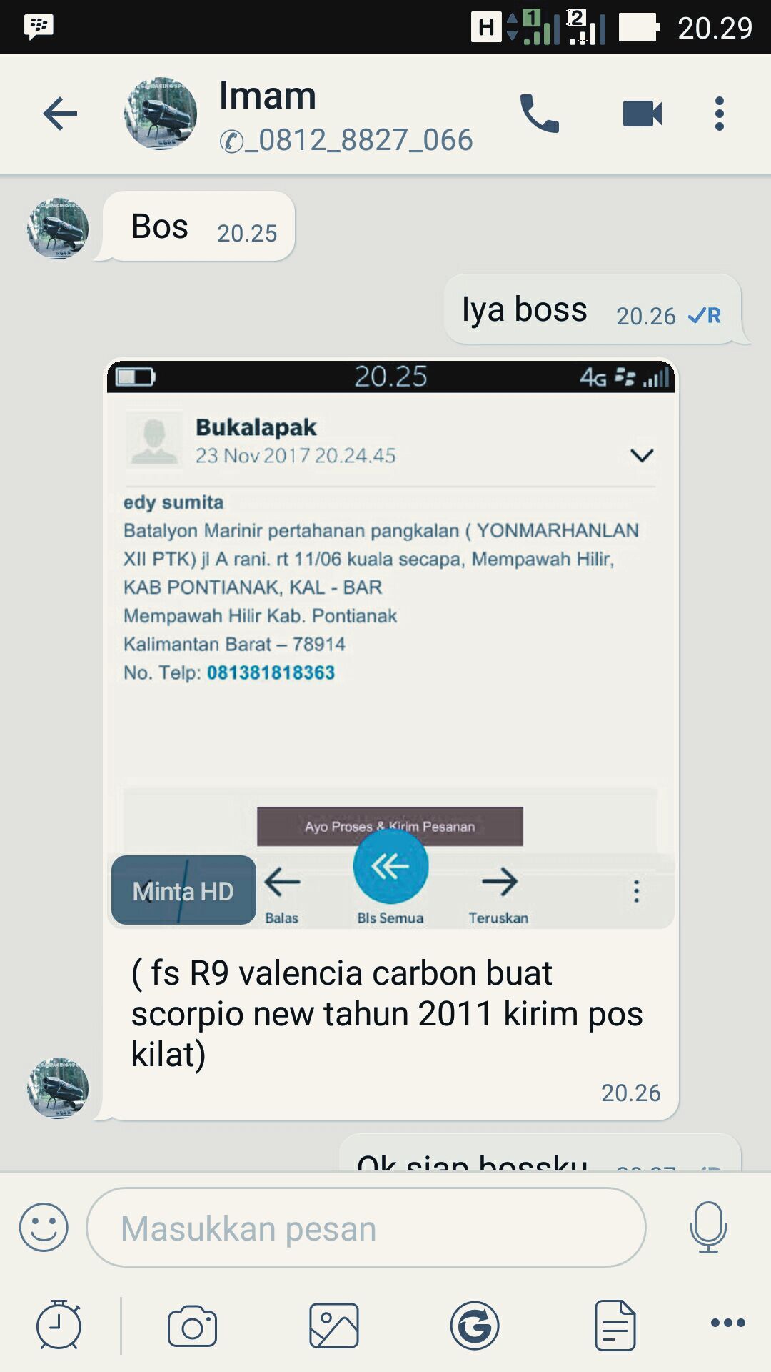 Cara Penulisab Pembelian Knalpot Ninja 250 CC Bukalapak SIS_RACING SPORT