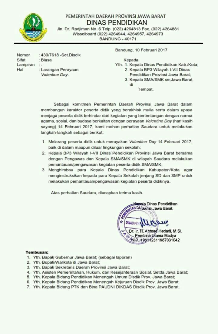 Hari Valentino/Kasih Sayang dilarang di Bekasi