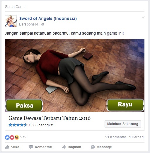 Iklan Game di Facebook (pantesan generasi sekarang pada begitu)