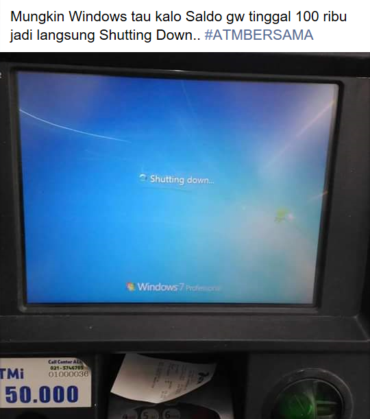 Mesin ATM Yang Ajaib. Saldo 100 Rebong Tetiba Langsung Shutdown