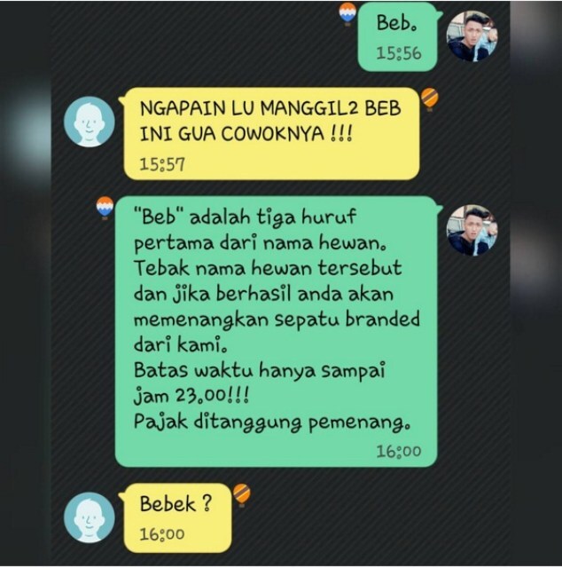 Chatnya berubah Jadi Kuis