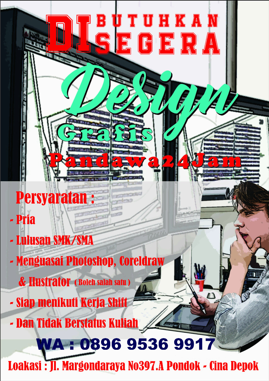 DI BUTUHKAN SEGRA DESIGN GRAFIS PRIA ONLY 99% di Terima