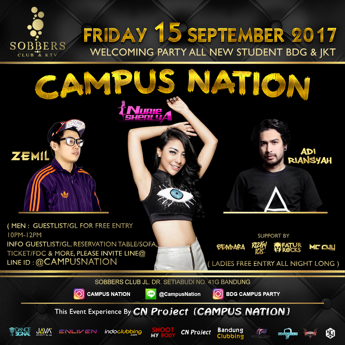 BANDUNG CLUBBING CAMPUS PARTY at SOBBERS CLUB FRIDAY 15 SEPTEMBER 2017