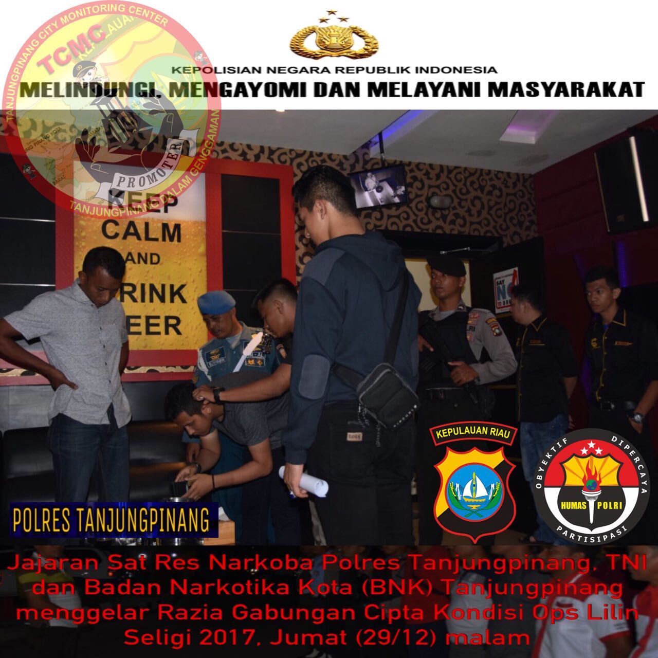 Ops Lilin Seligi 2017, TNI Polri dan BNK Tanjungpinang Gelar Razia Tempat Karoke