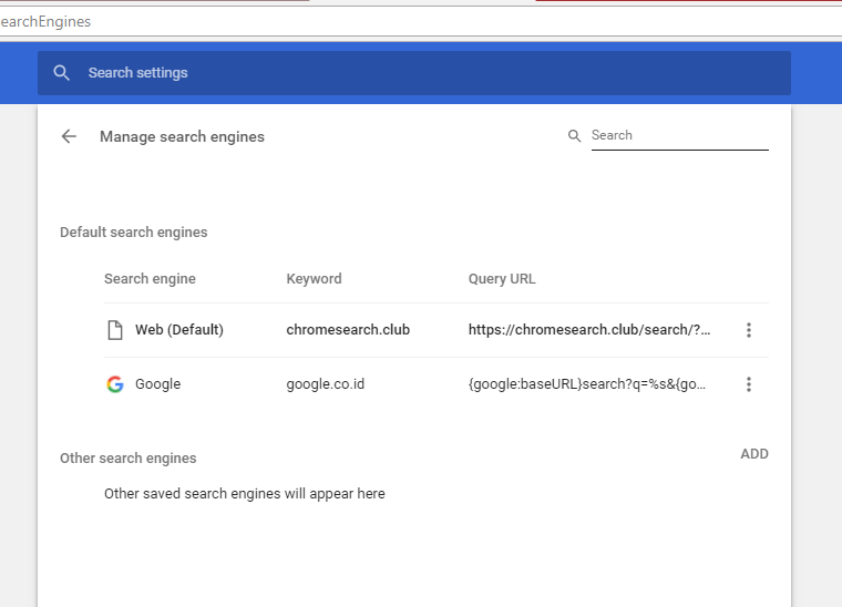 Search setup