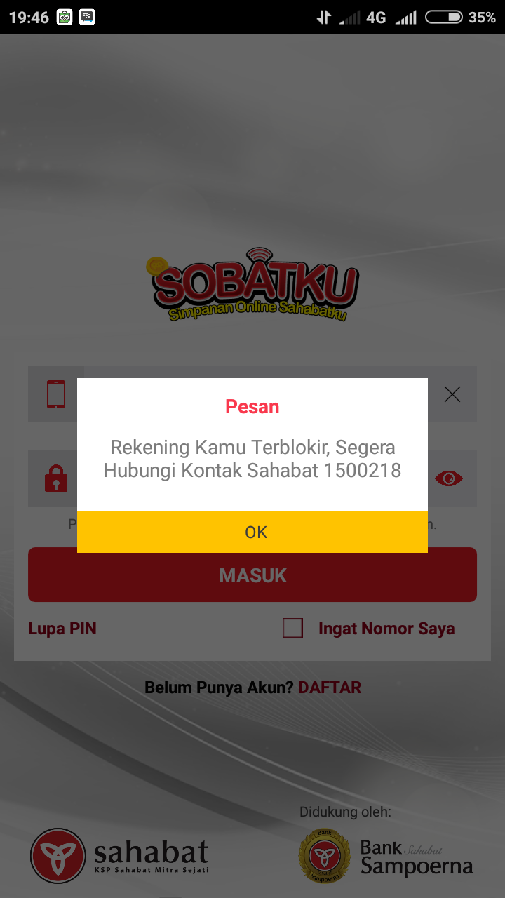 Akun sobatku diblokir tanpa alasan yg jelas