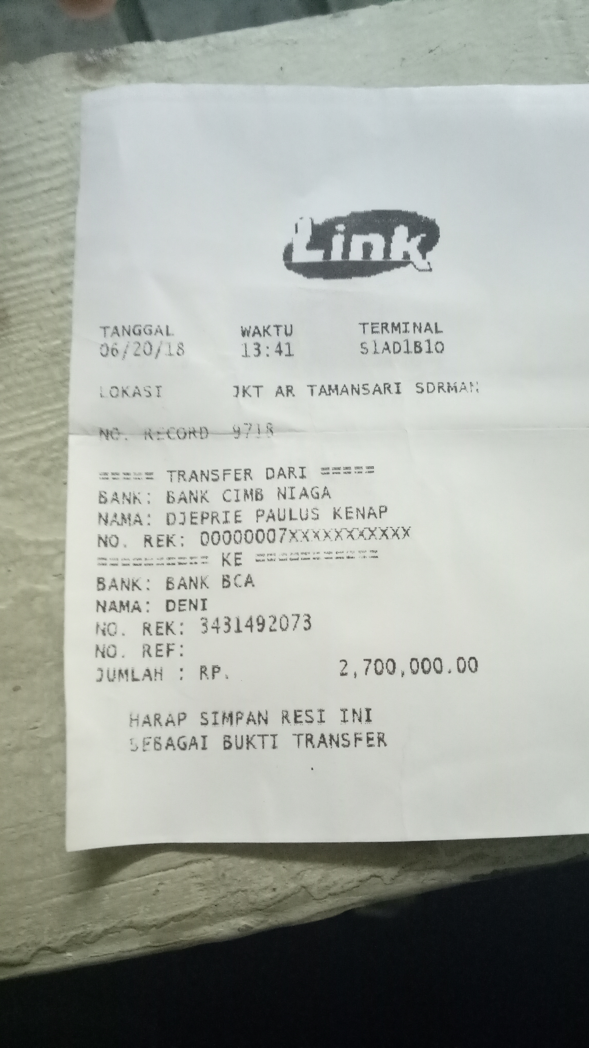Bukti transfer