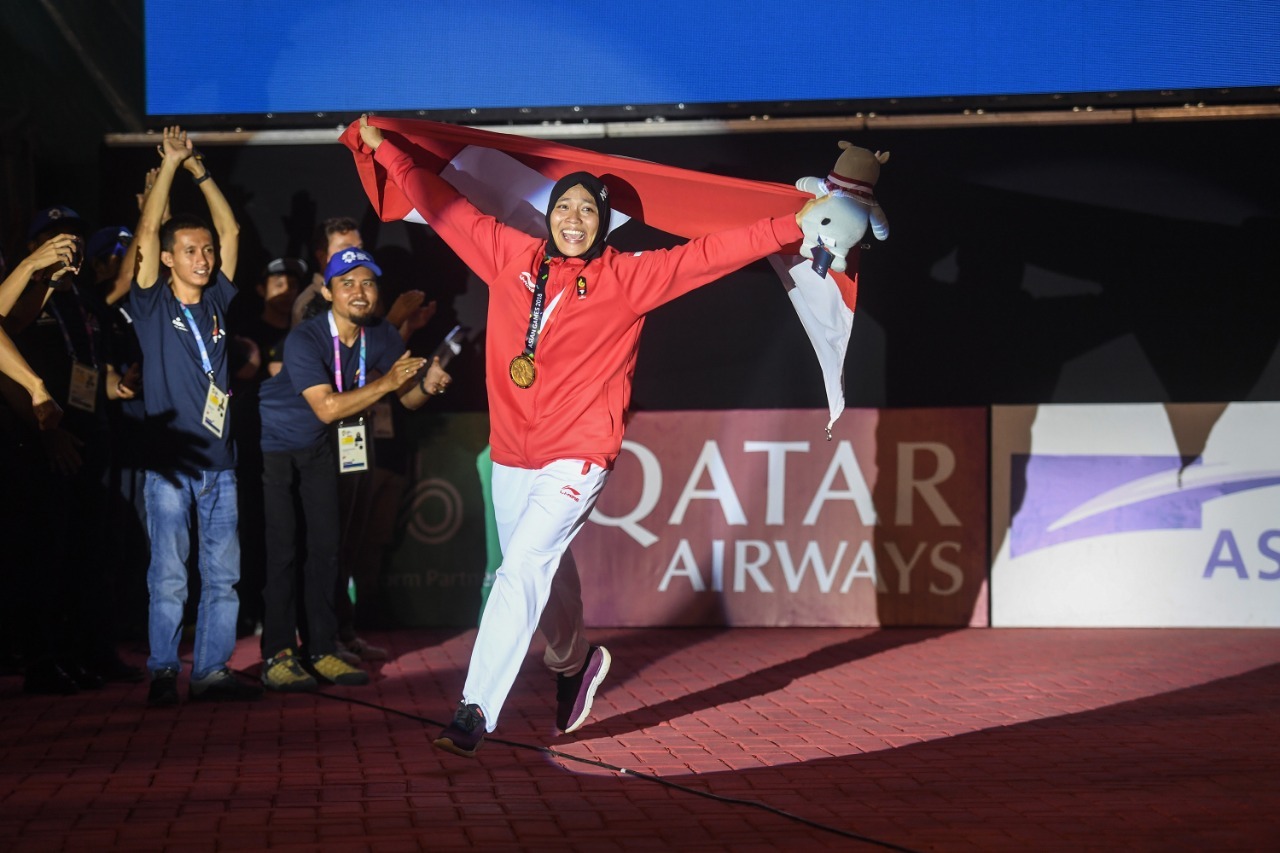Aries Susanti Rahayu - Medali Emas Women's Speed Sport Climbing Asian Games 2018