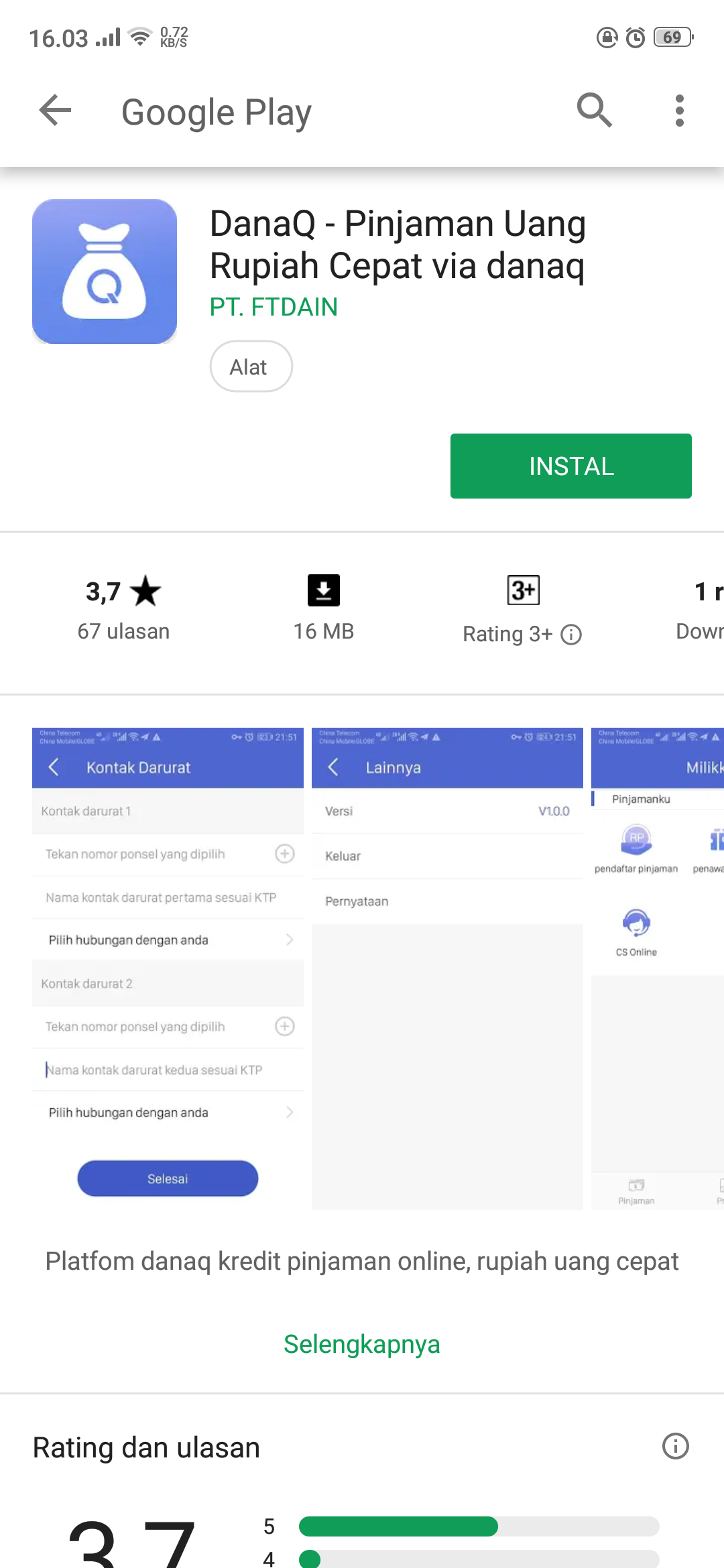 PINJAMAN ONLINE TANGBULL & UANG DANA